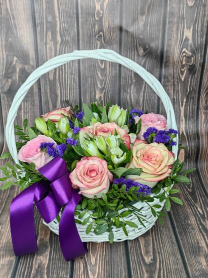 Pink Waltz. Alstroemerias, Roses, Statice - Image 3