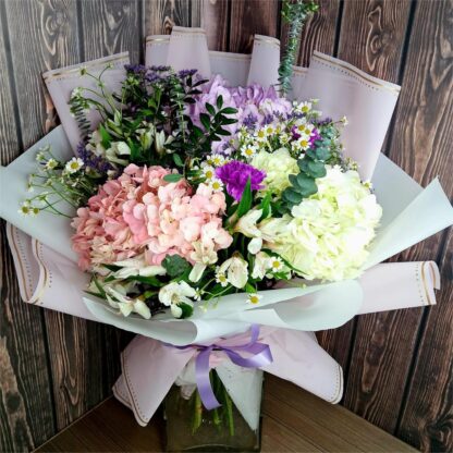 Fluffy Cloud. Hydrangeas, Alstroemeria, Spray Roses - Image 4