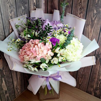 Fluffy Cloud. Hydrangeas, Alstroemeria, Spray Roses - Image 2