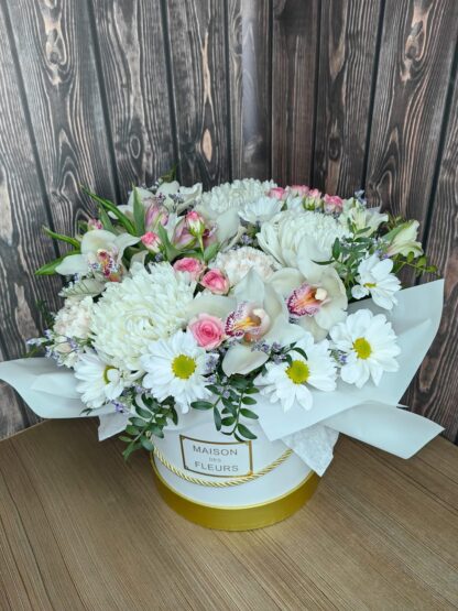 Business Flower Box with Chrysanthemums, Orchids & Roses