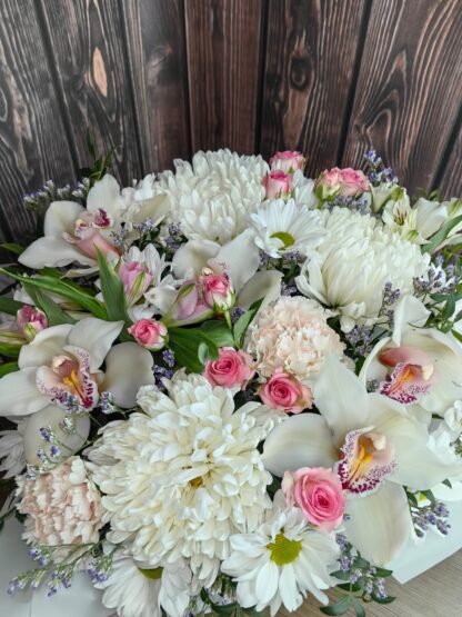 Business Flower Box with Chrysanthemums, Orchids & Roses - Image 4
