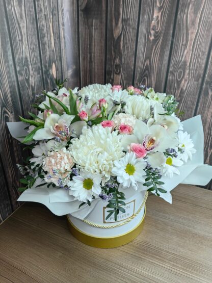 Business Flower Box with Chrysanthemums, Orchids & Roses - Image 2